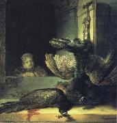 REMBRANDT Harmenszoon van Rijn, Girl with Dead Peacocks